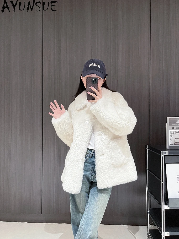 AYUNSUE Natürliche Wolle Partikel Jacken für Frauen Mode Pelz Jacke Frau Kleidung Herbst Winter Neue in Outer Abrigo Mujer