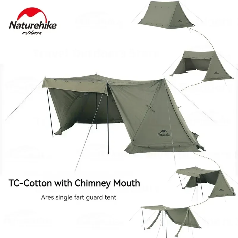 Imagem -02 - Naturehike Ares Exército Tenda Única tc Algodão Ridge Tent Camping ao ar Livre Caminhadas Survival Shelter Glamping Chaminé Grande Espaço 58 kg