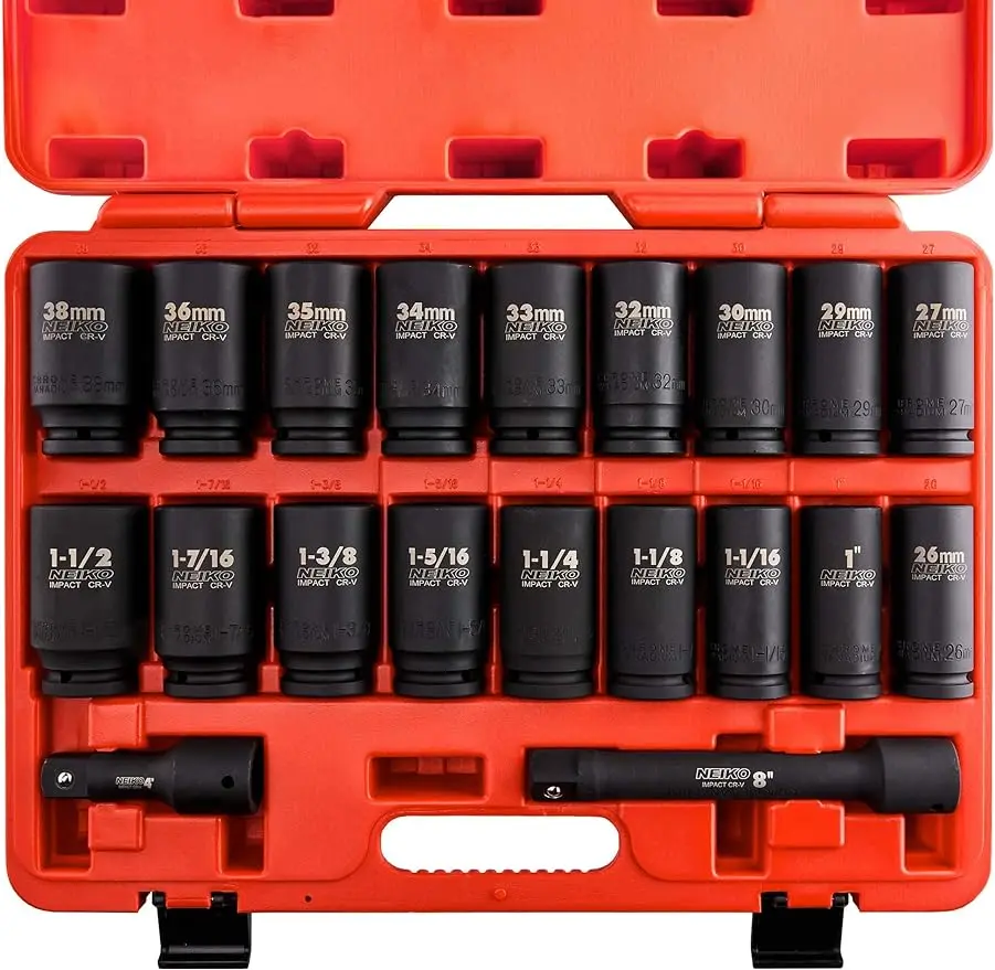  02347A 3/4-Inch Drive Socket Set, Master 20-Piece SAE and Metric Socket Set, SAE 1