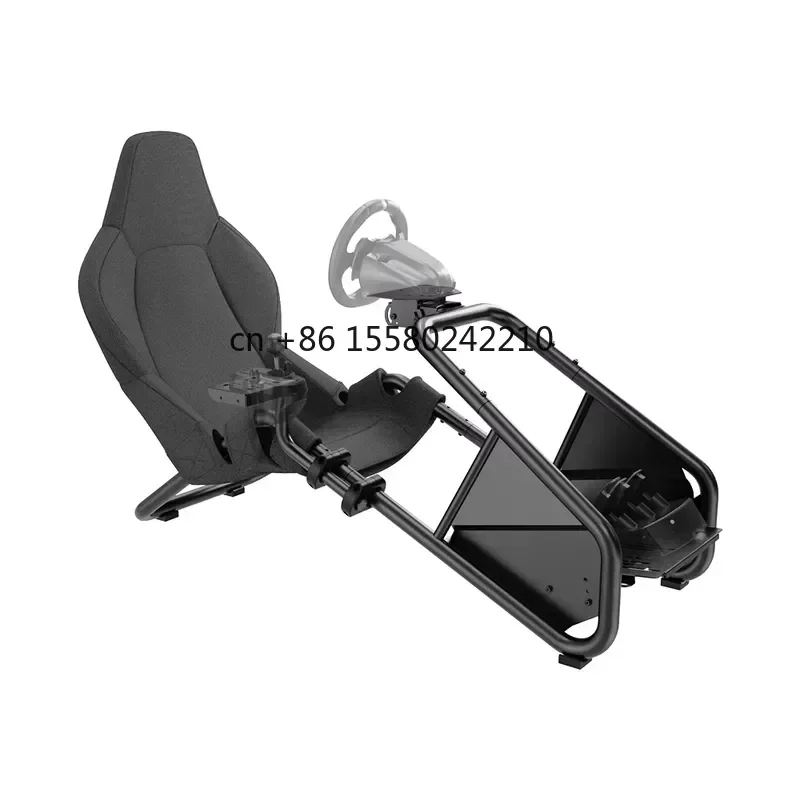 Fully Adjustable Racing Cockpit for English Setup Pedals Direct Drive Support Robust Steel Frame Comfortable Seat Cushion