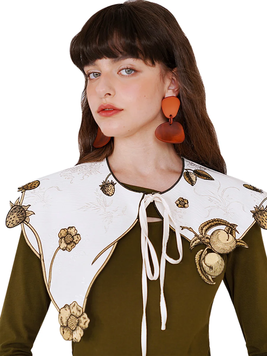 Detachable Collars for Women, Small Shawl, Plant Embroidered Accessories, Four Seasons, Original Design