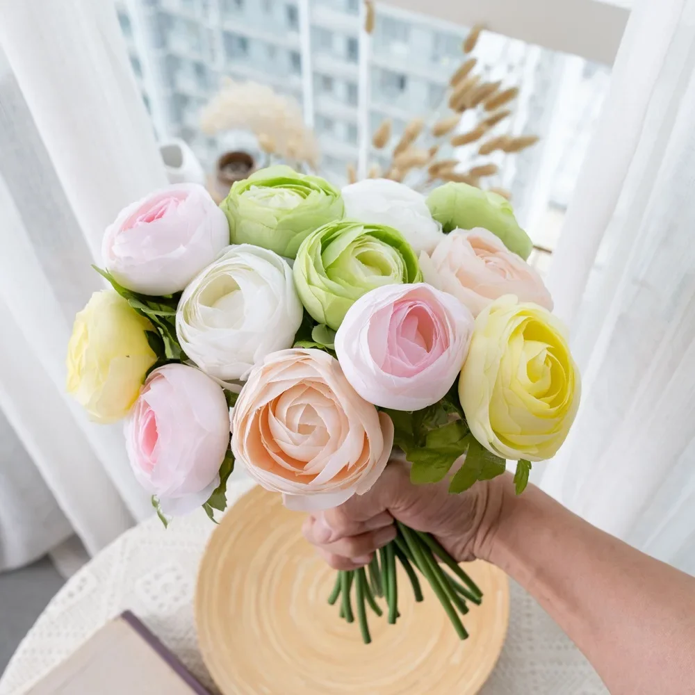 5PCS Fake Flowers Lu Lian Artificial Flowers Home Decoration Hand-held Flowers Rose Wall Wholesale Discounts Flores Artificiales