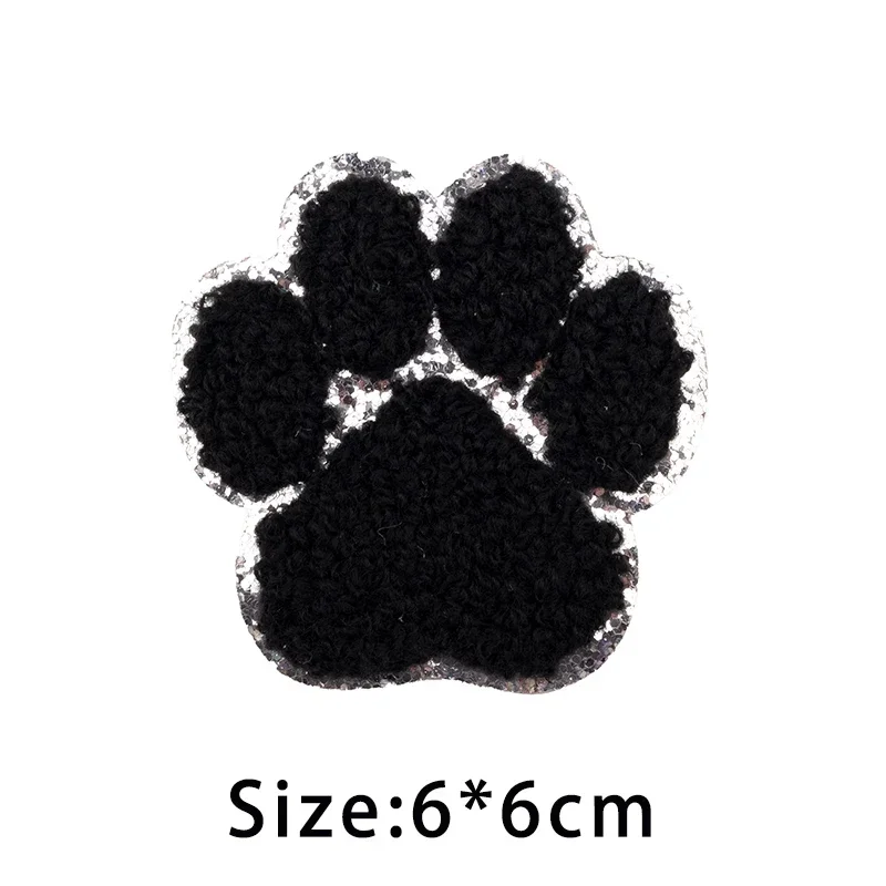 Iron on Cute Cartoon Dog Paw Chenille Patches on Clothes Kids Clothing Badge Akcesoria Cat Claw Emblem DIY Crafts Sewing