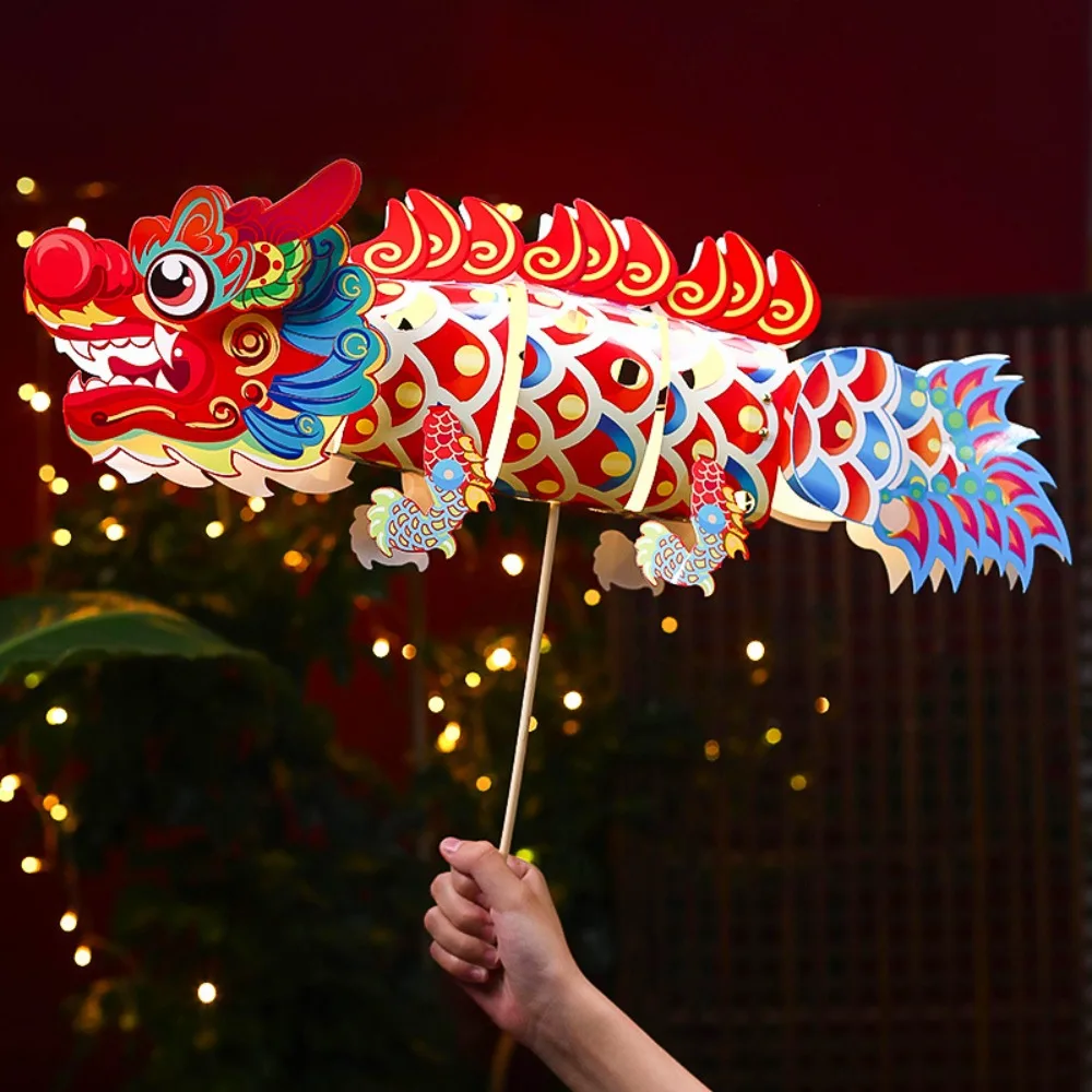 Handmade Dragon Dance Lantern Colorful Decorative Koi Lantern Paper Traditional Parent Child Toy Lantern Spring Festival