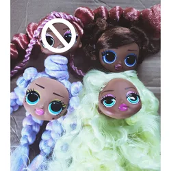New Big Sister Doll Head with Purple Fried Dough Twist Braid for Slime Doll Body Girls Dress Up Toys