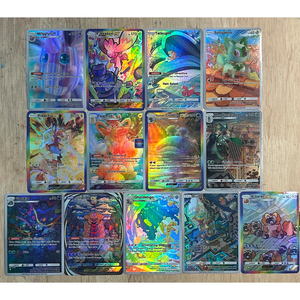 DIY Cartoon PTCG TCG Pocket Collection Card English Magikarp Mew Giratina Latias Latios Refractive Color Flash Card Child Gifts