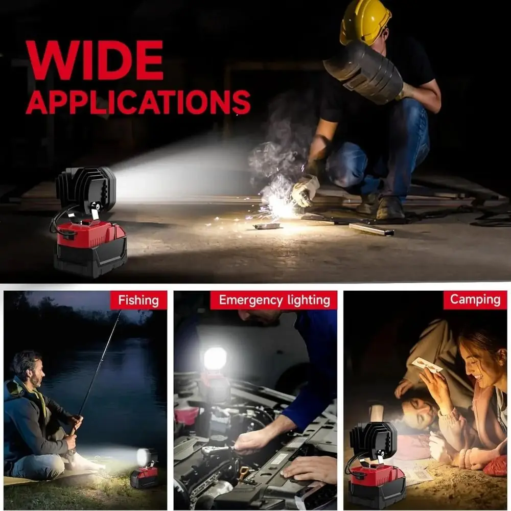 

Портативный светодиодный рабочий фонарь 40 Вт, 6000 лм, 12-24 В, 6500K, для строительных площадок и гаражей, совместимый с Milwaukee M18