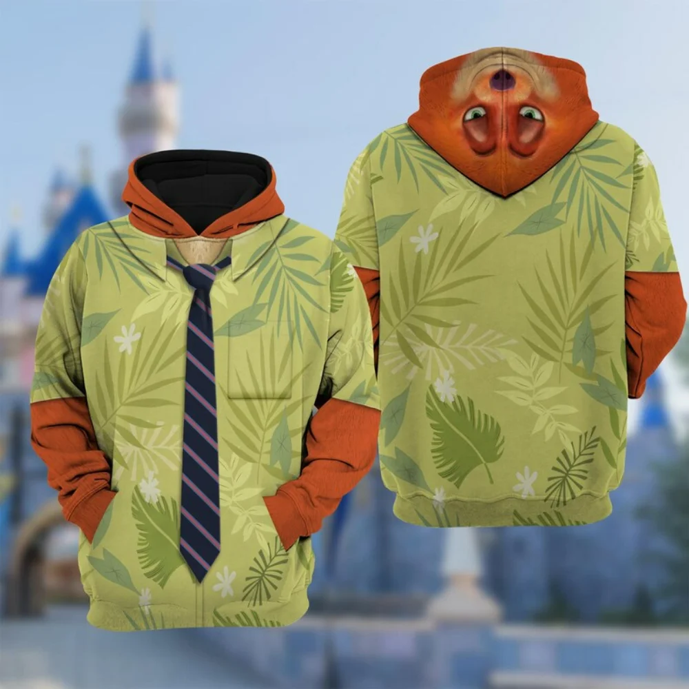 Disney cosplay nick wilde zootopia 2 camiseta moletom com capuz moda nova roupa de desenho animado para fãs e famílias