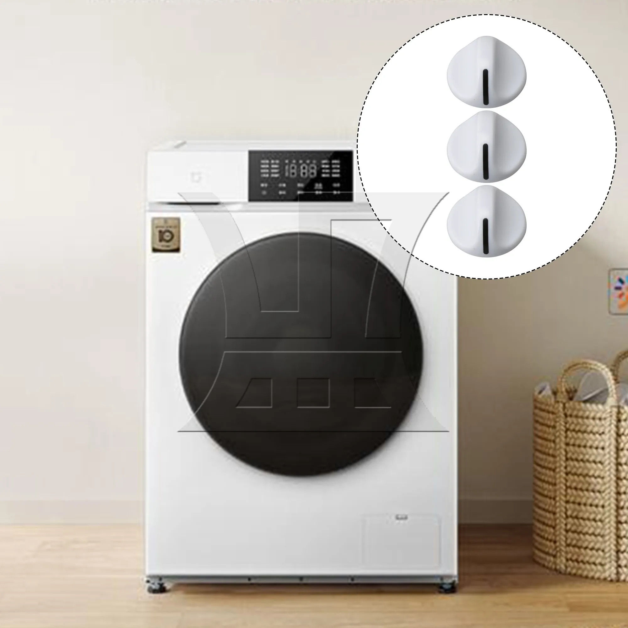 

BQLZR 3 Pack White Dryer Control Knob Timer Knob Replacement Part for PS419092 AP2107936