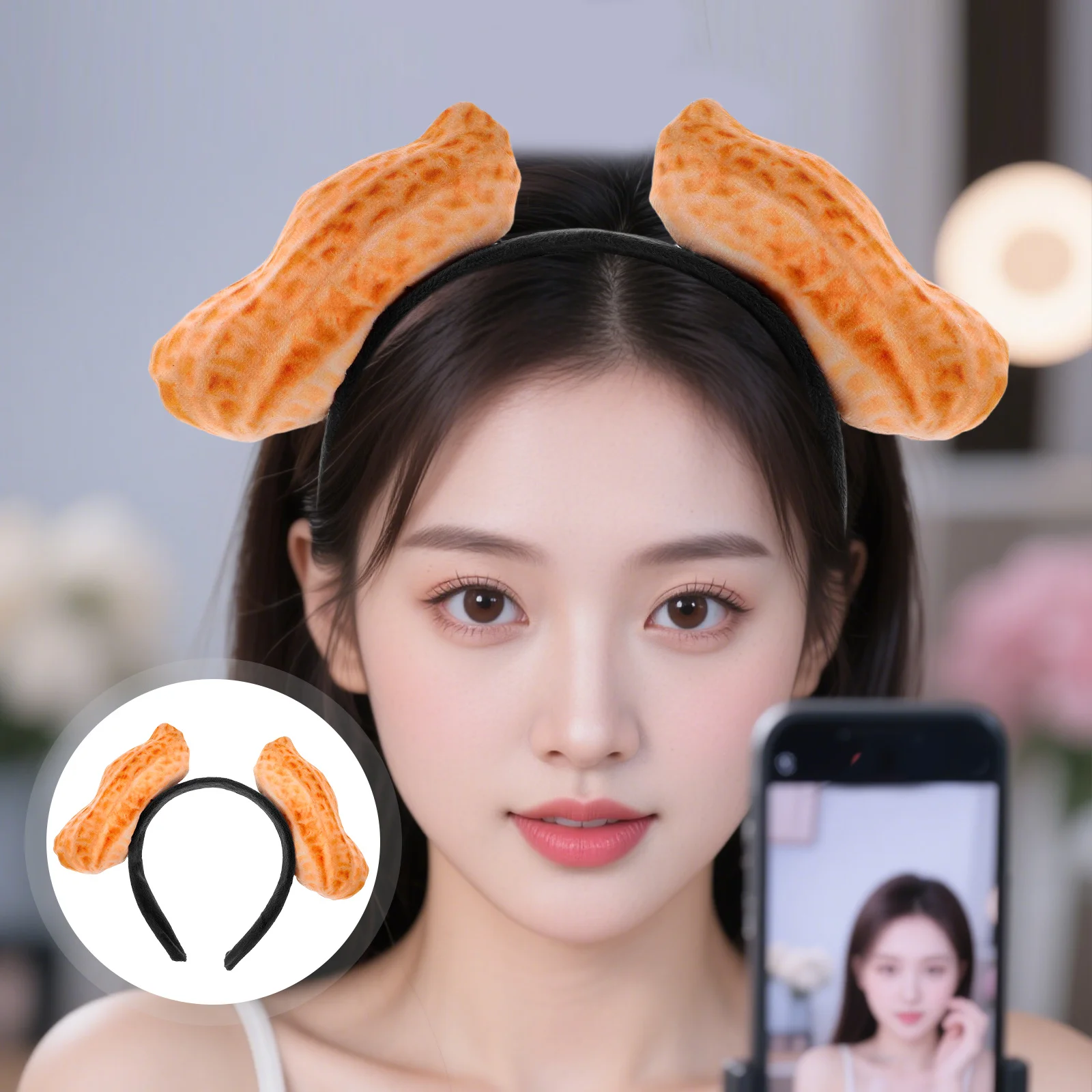 

Funny Peanut Headband Creative Novelty Hair Band Party Cute Food Inspired Headwear Costume Women