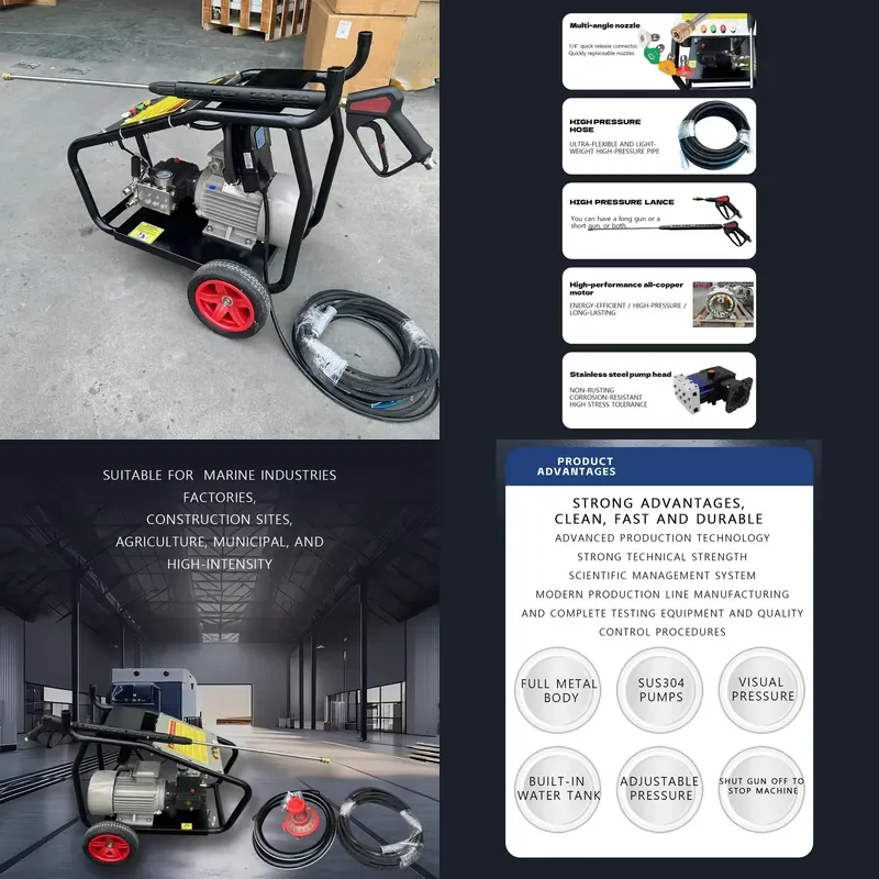 

4KW 1885Psi 130Bar 4.1gpm 15.5LPM Electric High Pressure Cleaner High Pressure Washer Water Jet Cleaning Machine