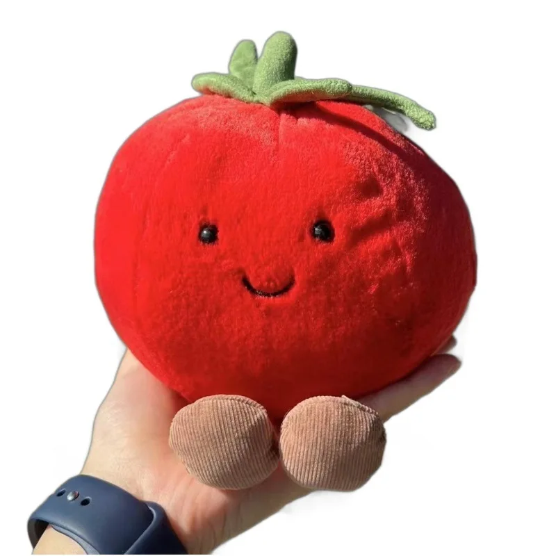 Figurine en peluche de tomate de dessin animé mignon, poupée de fruits et légumes, jouet en peluche, décor, cadeau d'anniversaire, idéal pour tous âges