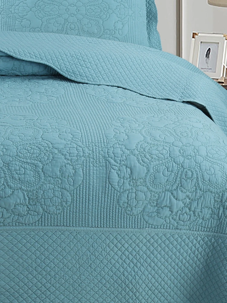 Embroidery Tencel Cotton Quilt Set, Bedspread on The Bed, Summer Comforter, Quilted Blanket Coverlet, Cubrecam Bed Cover Colchas