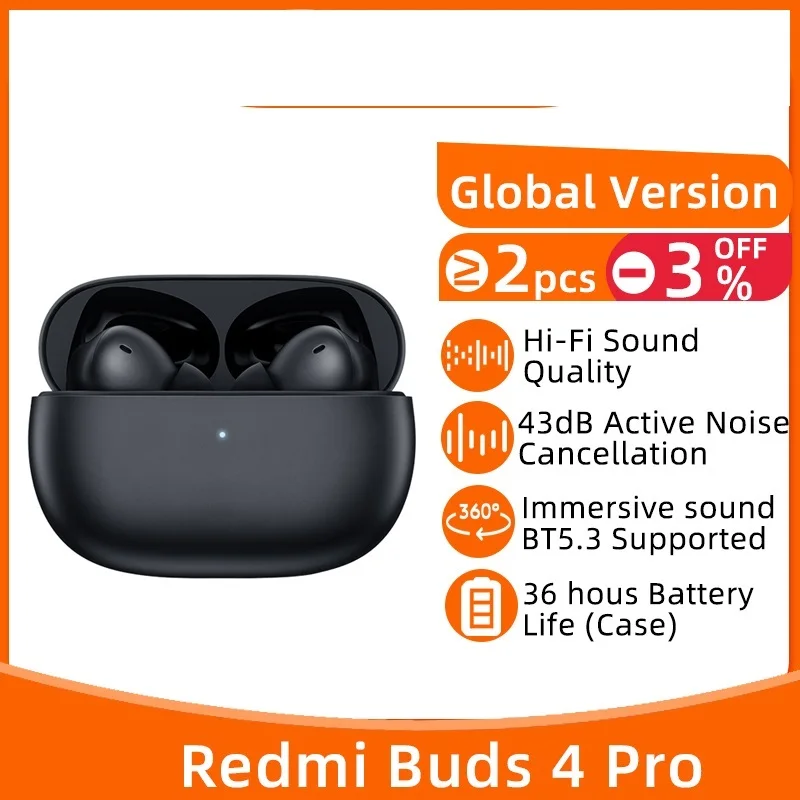 AAA+ Buds 4 Pro TWS Earphone Bluetooth 5.3 Active Noise Cancelling 3 Mic Wireless Headphone 36 Hours Life For Xiaomi 12S