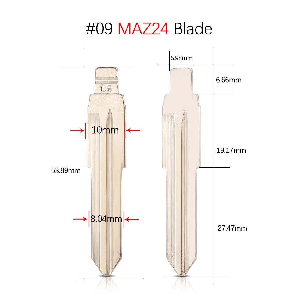 10Pcs Metal Uncut MAZ24 Blade Flip KD900 VVDI Key Blade #09 27 64 145 For Mazda M2 M3 M5 M6 M8 Axela Atenza CX-5 Auto Replace