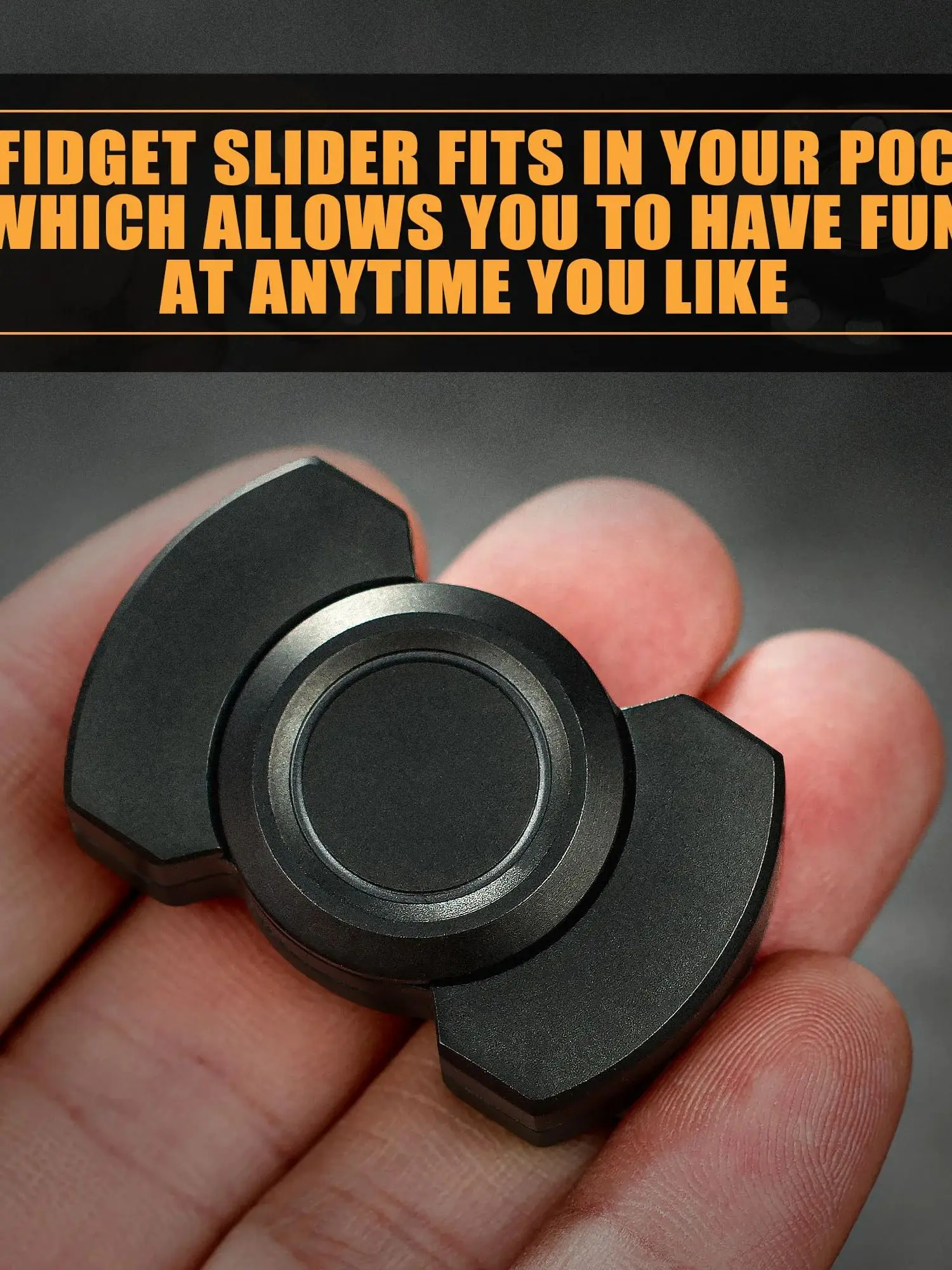 Aço inoxidável 3 em 1 Fidget Spinner e Slider Combo com botão de clique Brinquedo de metal para