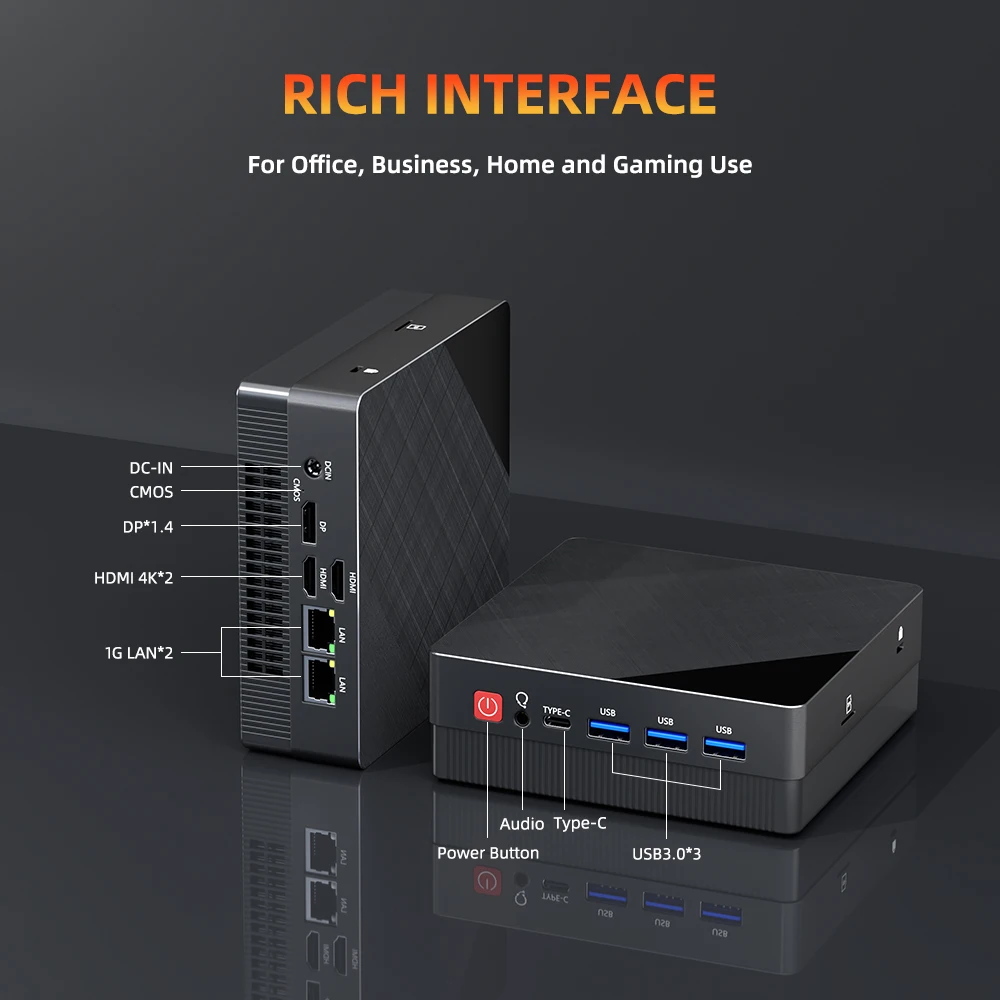 TexHoo Mini PC AMD R7 4800H R3 5400U до 32G DDR4 1T NVMe Dual HDMI DP Wifi6 WDesktop Gaming Computer Двойные сетевые порты