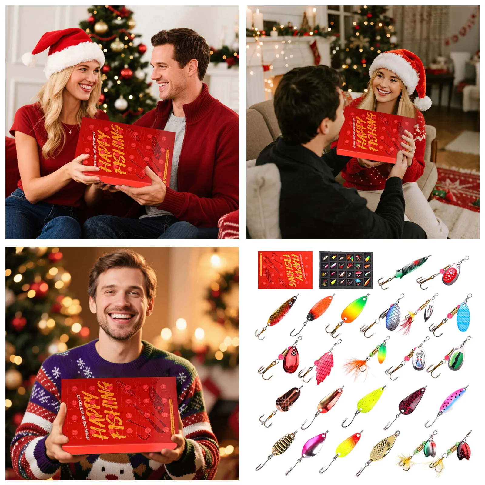 Compte à rebours du film 1968 2025, calendrier de l'avent de pêche pour hommes, adultes, pêcheurs, adolescents, compte à rebours pour noël, calendrier de l'avent, chaussettes