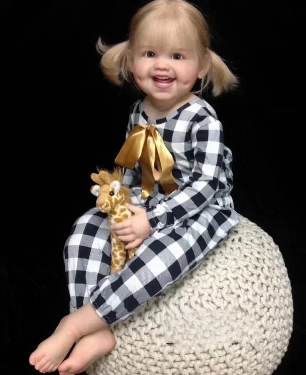 

EGO Limited Supply 28''Huge Girl Reborn Baby Dimple With Hand-Rooted Blond Hair Already Finished Dolls Christmas Gift