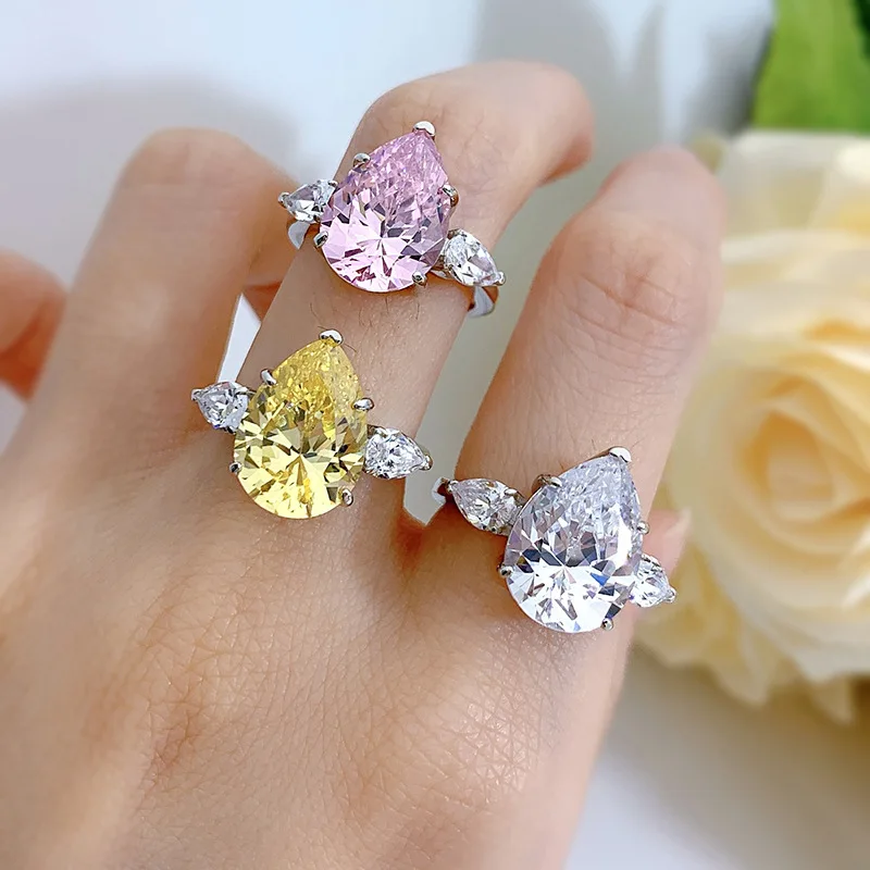 ceici-ペアカット-6ct-10x14mm-高炭素ダイヤモンド結婚指輪-s925-シルバー-18k-ゴールドメッキ女性用ファインジュエリーギフト