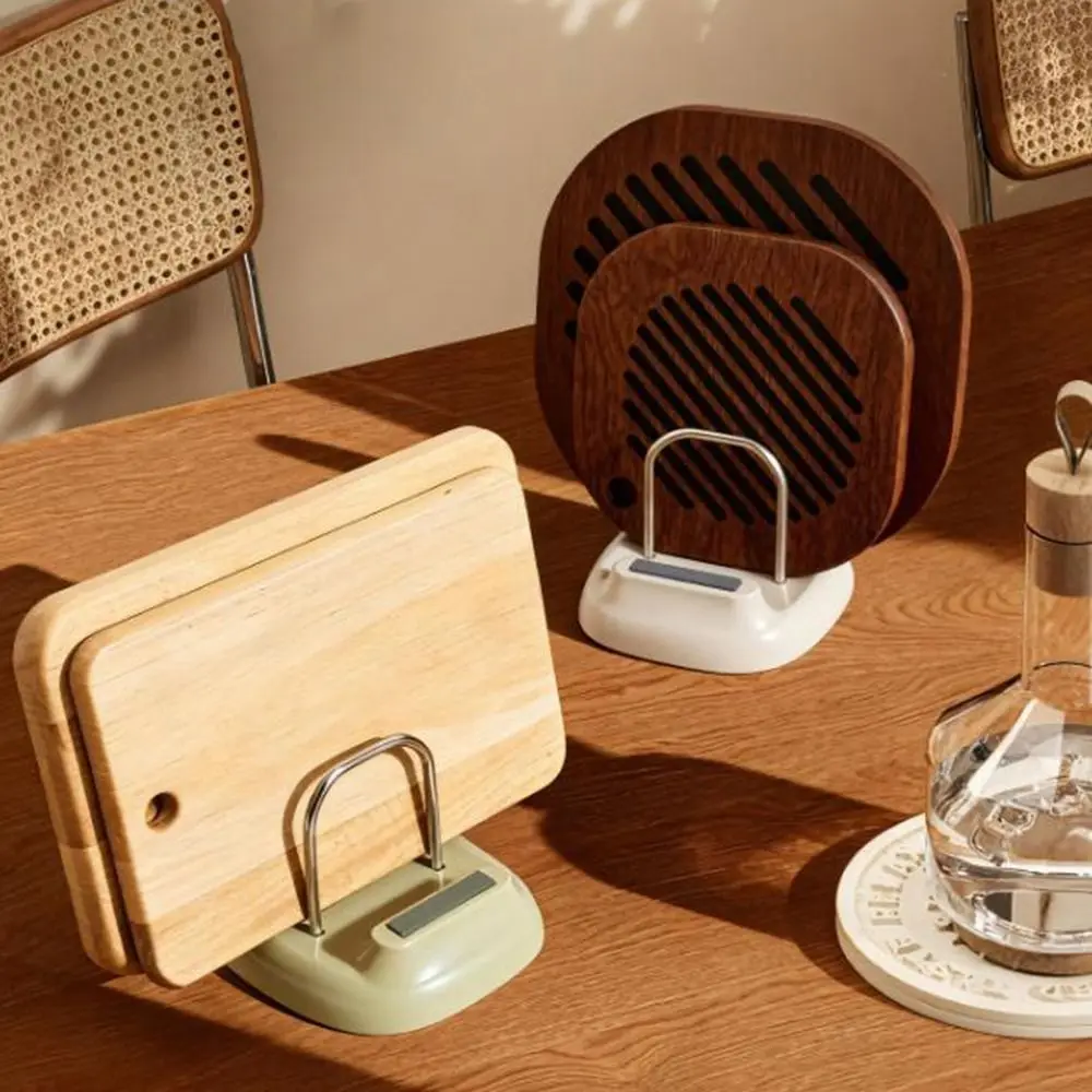 

Magazine Rack Plastic Pot Lid Rack Stable Space Saving Cutting Board Holder Anti-slip with Sharpener Pot Lid Stand Restaurant