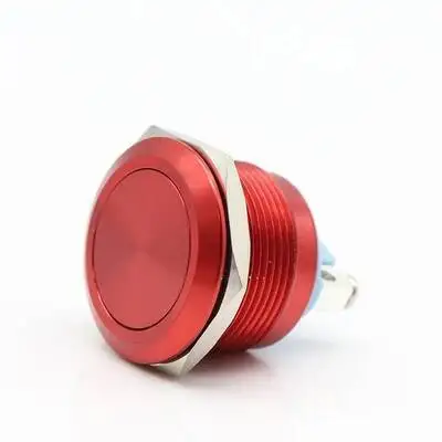 Logam Push Button Switch Tahan Air IP65 Oksidasi Self Reset Sesaat 16 Mm/19 Mm/22 Mm Merah Biru hitam Hijau Warna Kuning 1NO