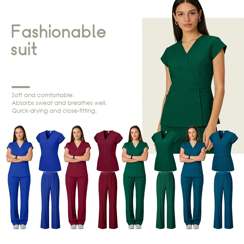 women’s-nurse-uniform-dental-scrub-set-2-pcs-top-pants-soft-breathable-antibacterial-waterproof-for-beauty-salo