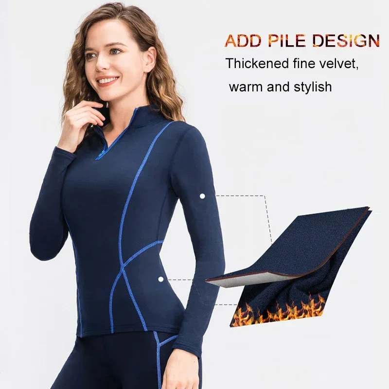 New Winter Thermal Fleece Yoga Shirts Women Half Zipper Tight Gym Fitness Tops Slim Sports Running Cycling Pullover Sportswear