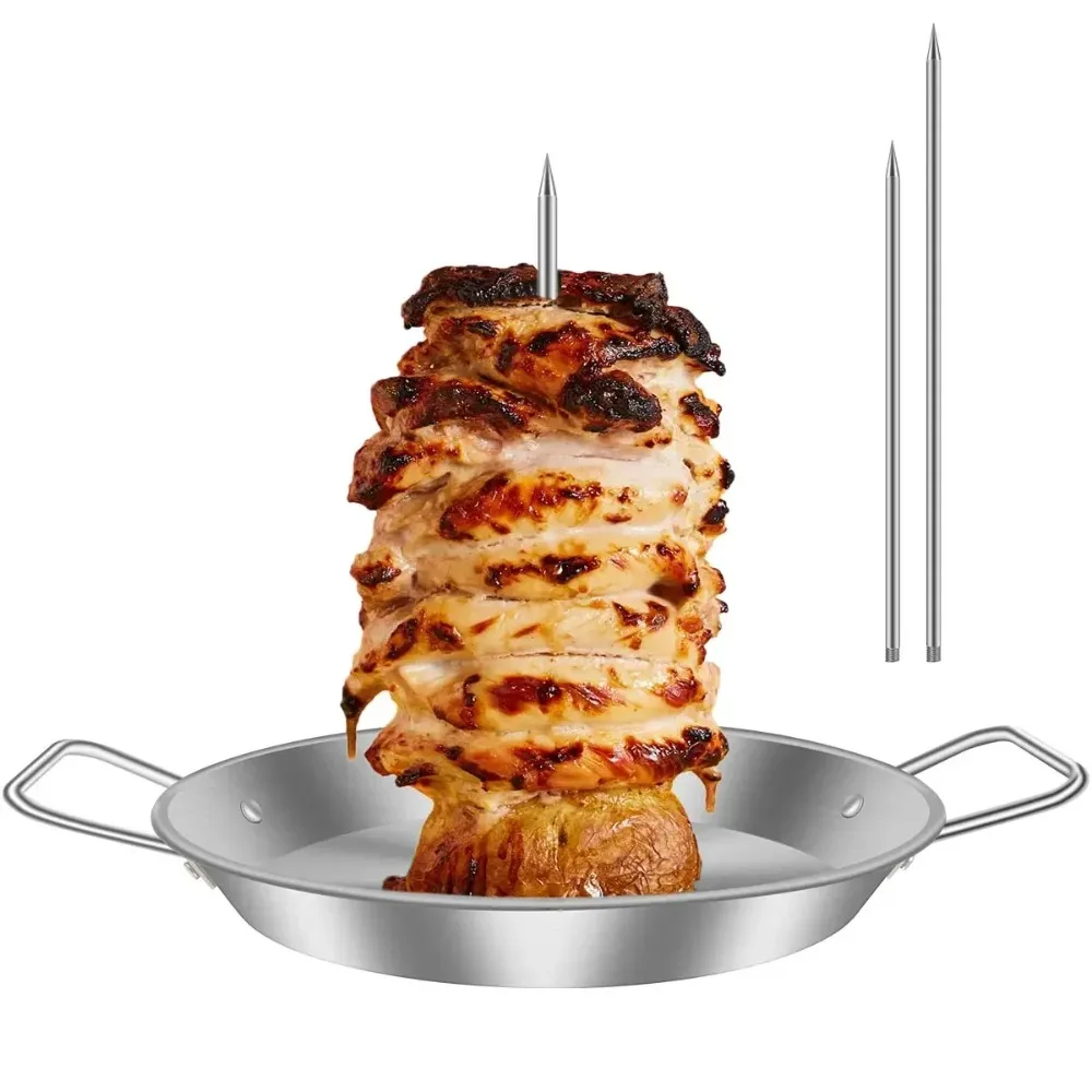Brocheta Vertical para barbacoa, estante para escupir Vertical de acero inoxidable para Kebab, Tacos, platos para barbacoa, horno, parrilla, accesorios de cocina