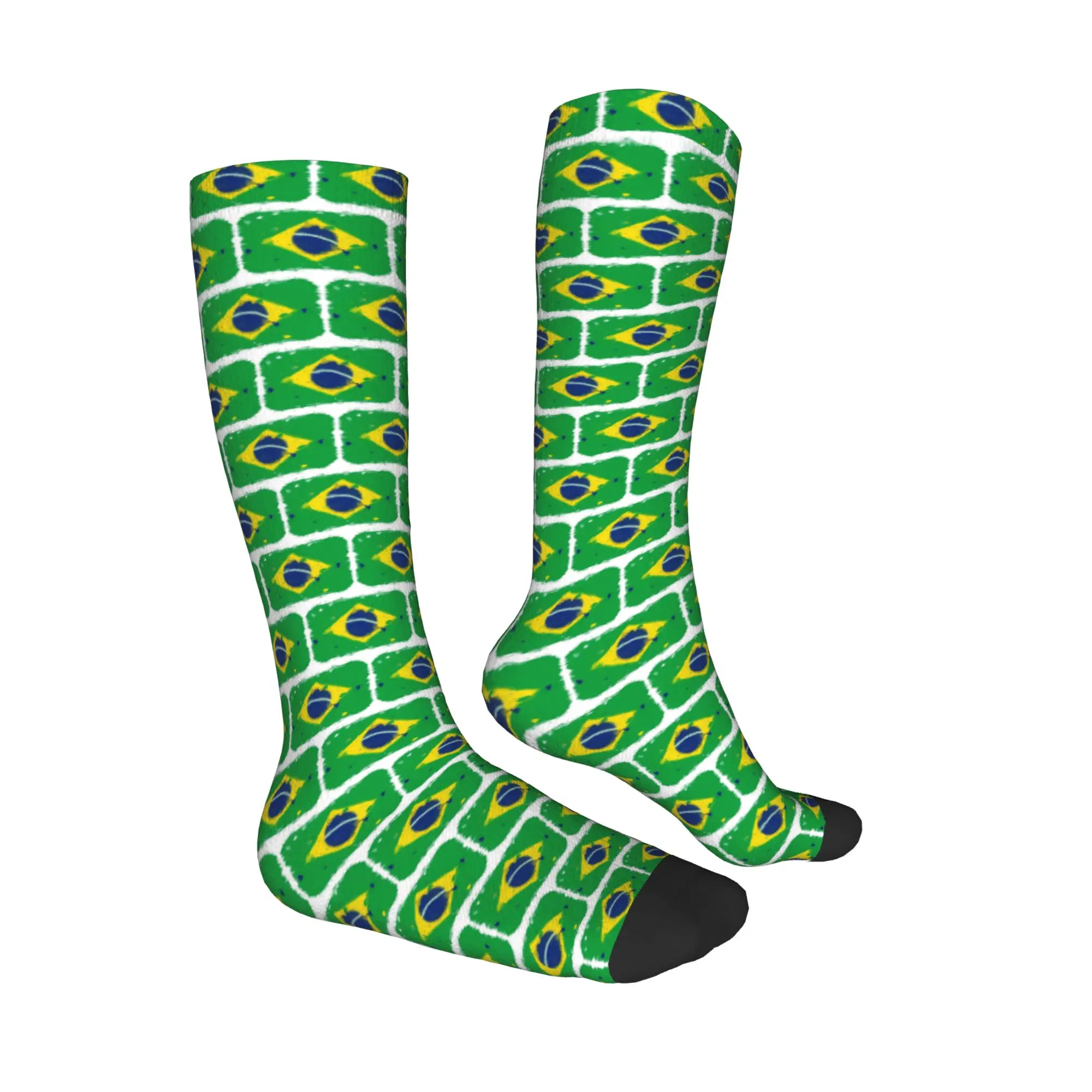 Medias de tripulación para todas las estaciones, calcetines con bandera de Brasil, calcetines largos Harajuku Crazy Hip Hop, accesorios para hombres y mujeres, regalo de cumpleaños