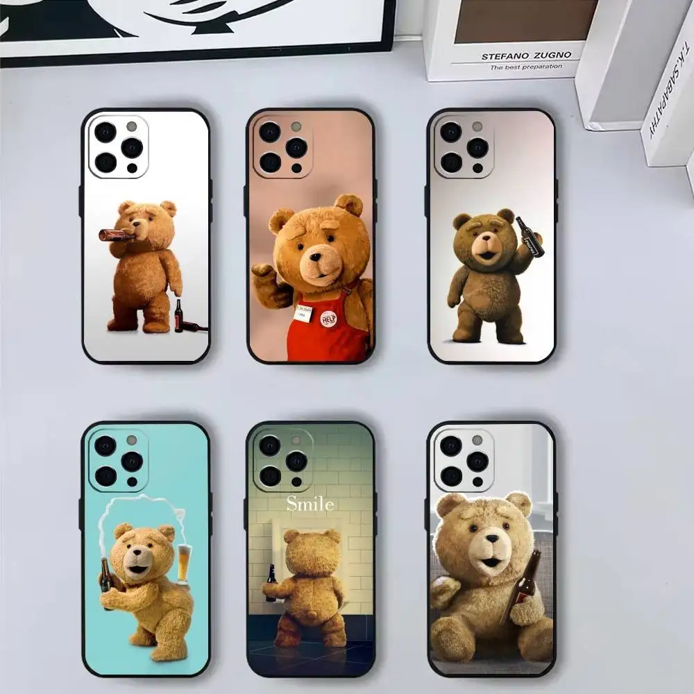 

Cute T-Teddy B-BearS Movie T-Ted Phone Case For iPhone 17,16,15,14,13,12,11 Plus,Pro Max,XS,Soft Silicone Black Cover