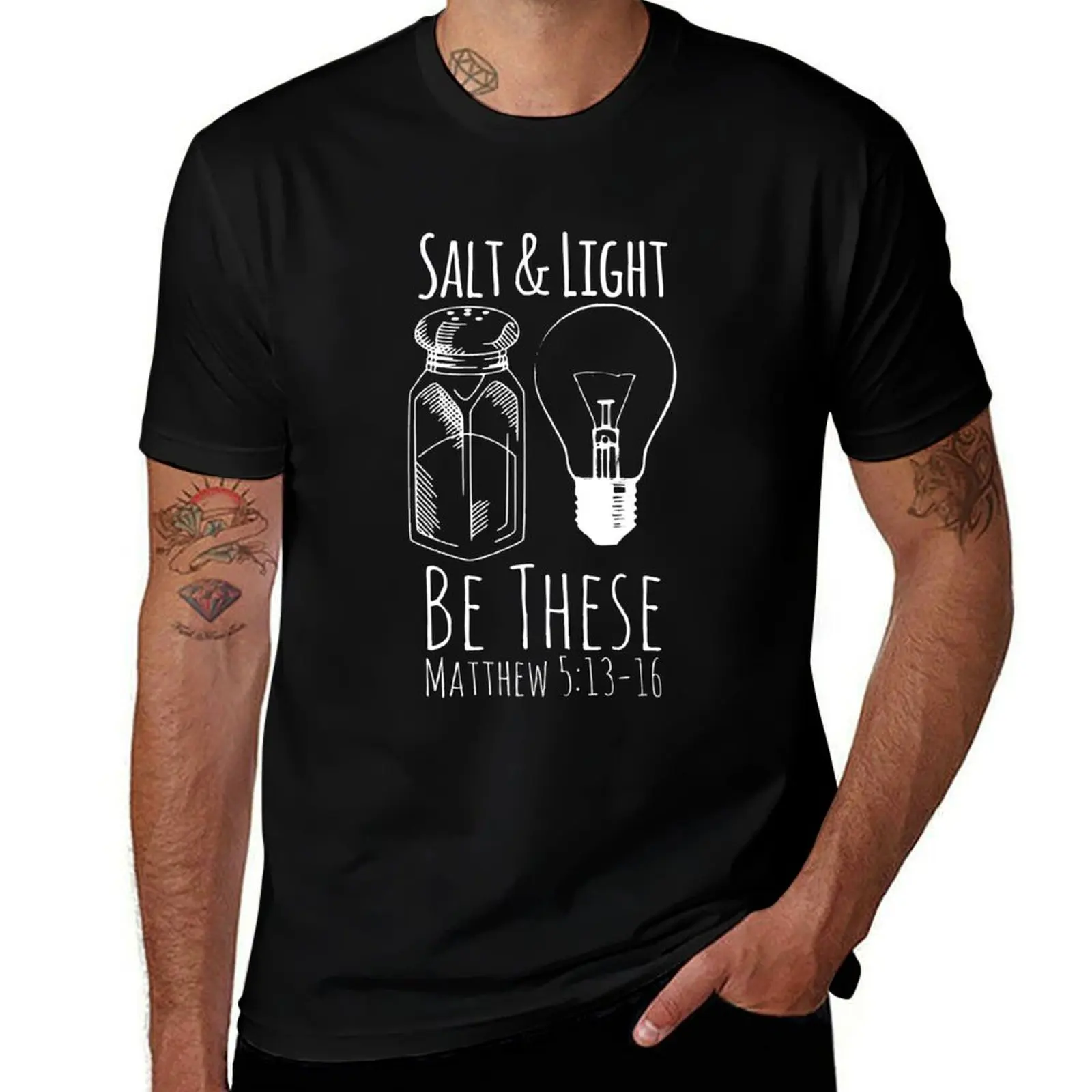 Salt and Light, Be These, Matthew 5:13-16, Christian Quote, Christian Saying T-Shirt Short sleeve tee Men's t-shirts