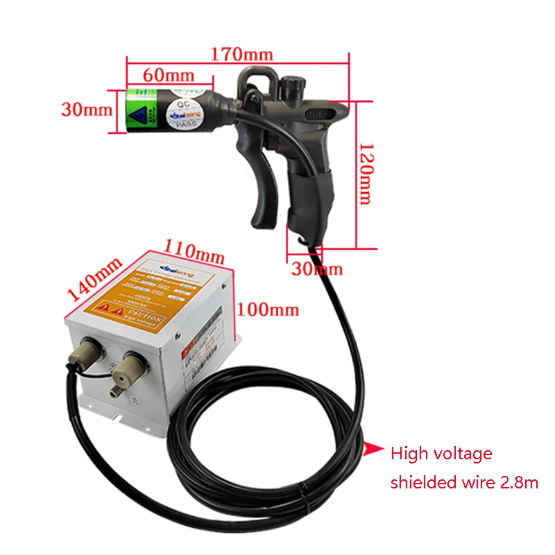 ZJ-302D Removal of Electrostatic ion Air gun, Dust Removal Nozzle, Industrial static eliminator, Air pressure spray gun head