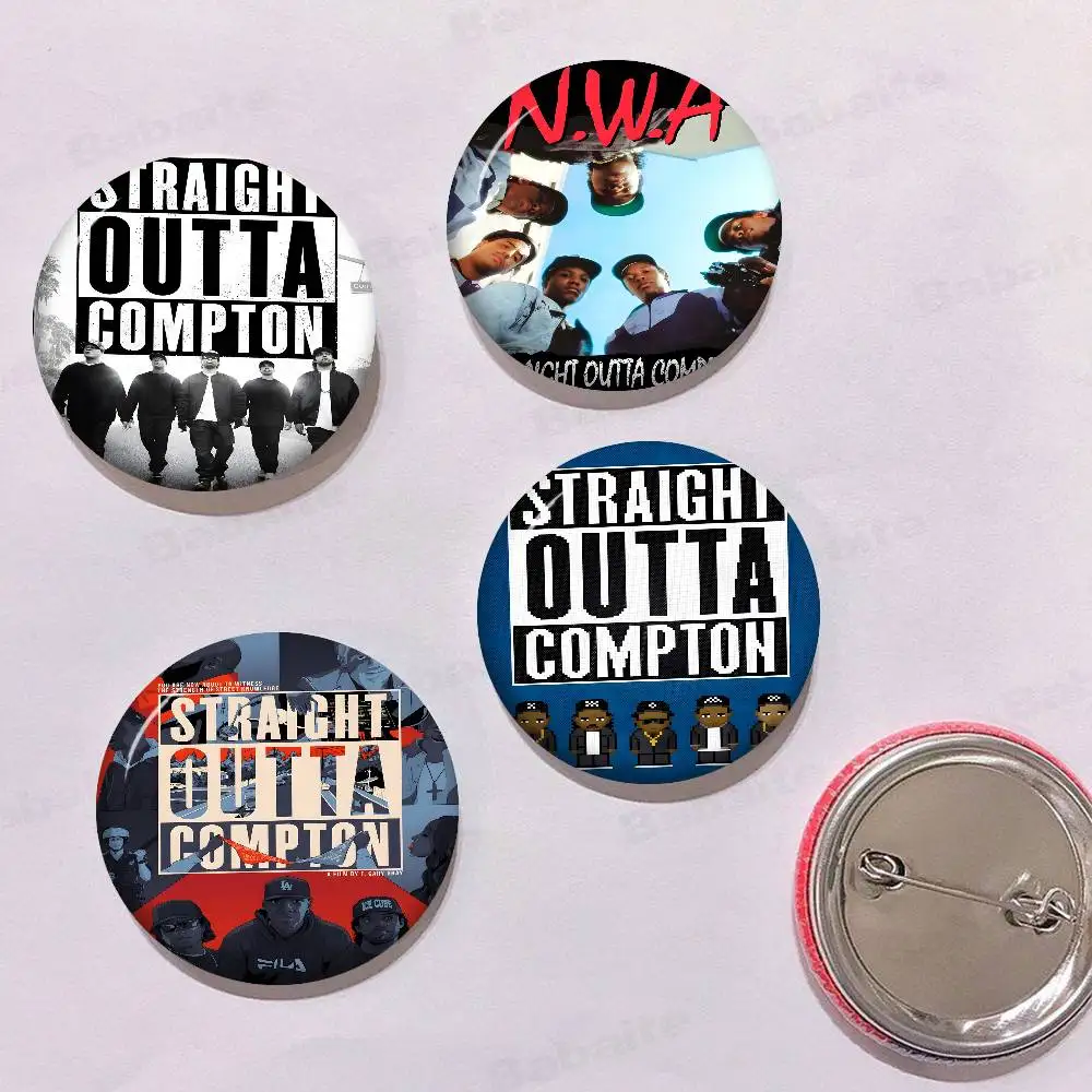 NWA الهيب هوب مغني الراب مستقيم Outta Compton ألبوم الموسيقى لينة زر دبوس هدية للأصدقاء شارة طوق بروش التلبيب دبوس معدني #2