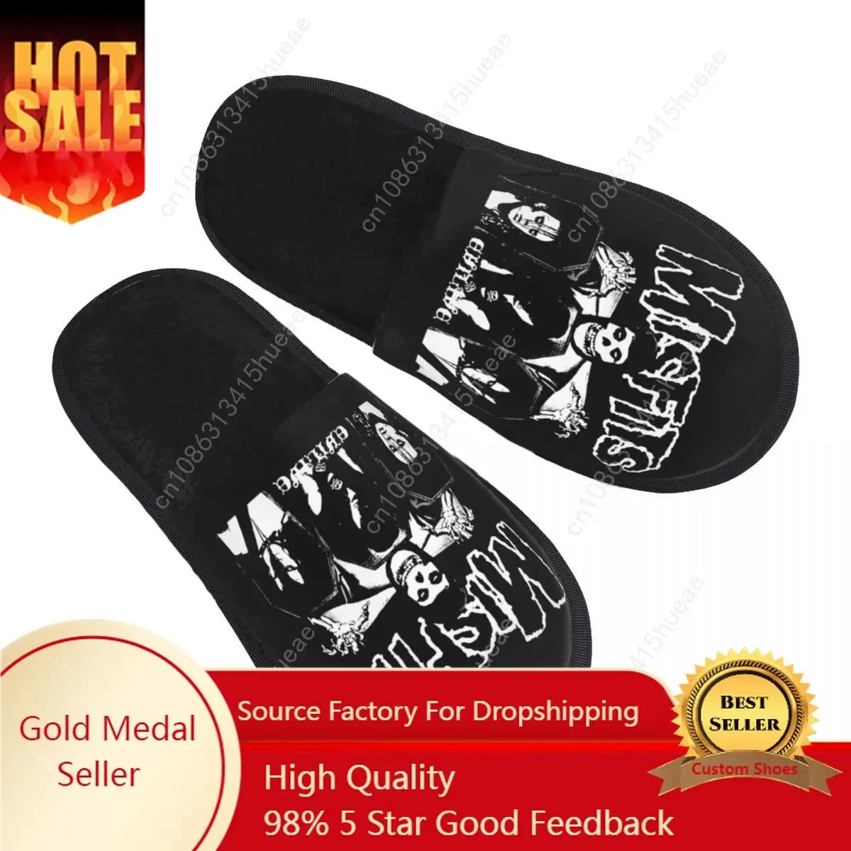 

Misfits Skull Soft Scuff Memory Foam Slippers Women Punk Rock Music Hotel House Shoes