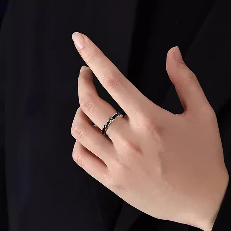 Night Lone Star Ring, Niche Design Premium Retro Finger Ring, Unisex Elegant Statement Jewelry, Ideal Gift for Men Women