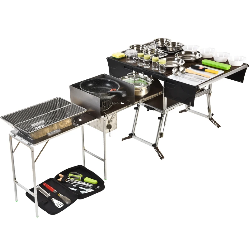 

Алюминиевый складной стол для кемпера и кемпера Rv Camper C650-BBQ, мобильная кухня для кемпинга, уличный алюминиевый складной стол