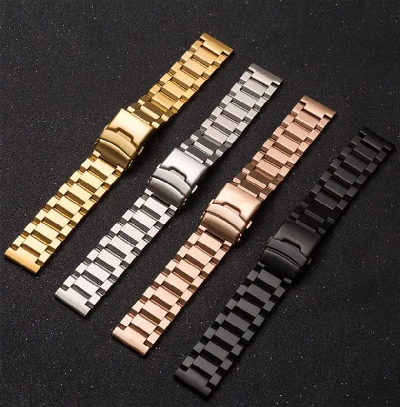 

Watch Strap Accessories Stainless Steel Solid Steel Strap With Folding Buckle Precision Steel Men And Women Watch Chain