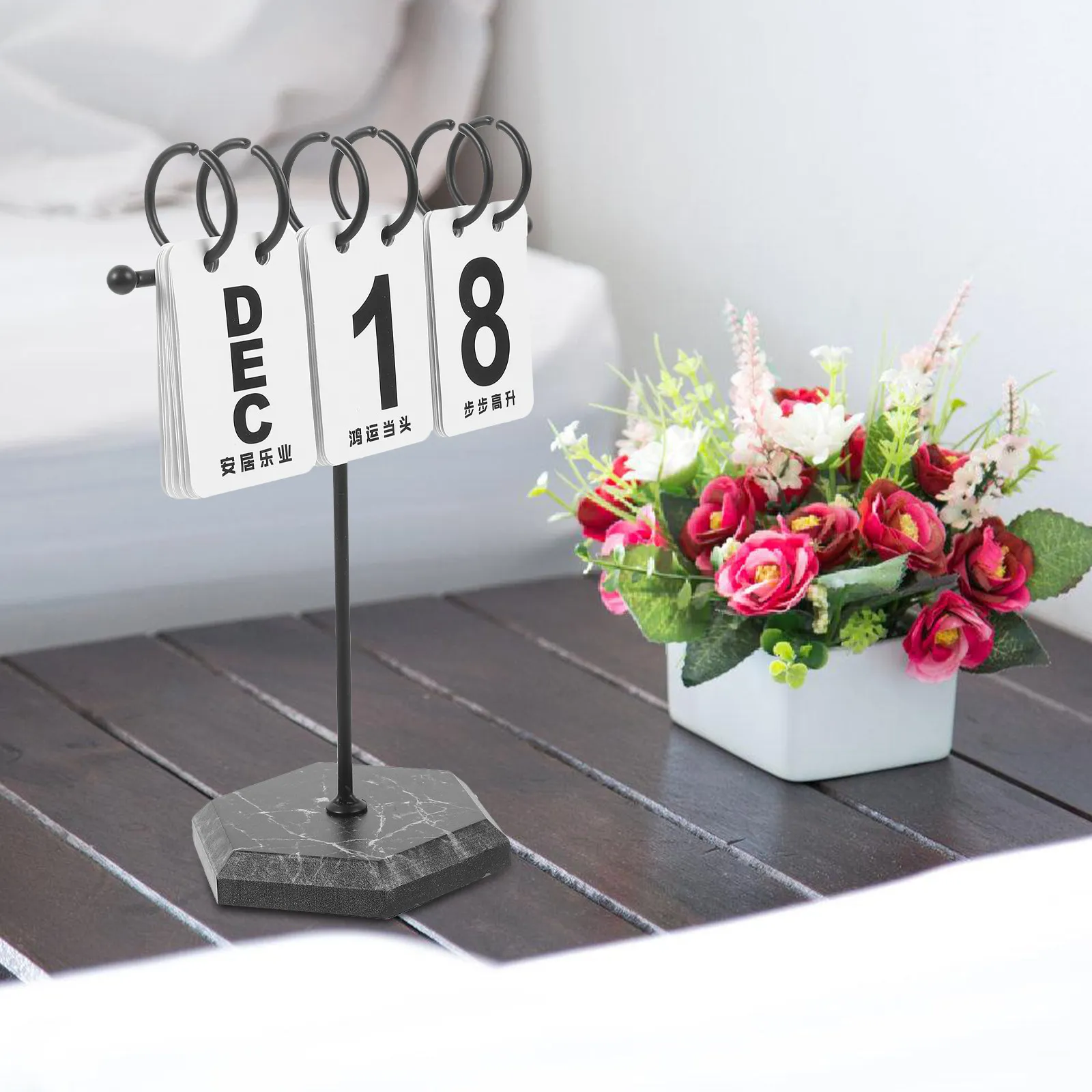 Standing Flip Desk Calendar Reusable Perpetual Table Calendar for Office Home Bookshelf Living Room Decor Desktop Decoration