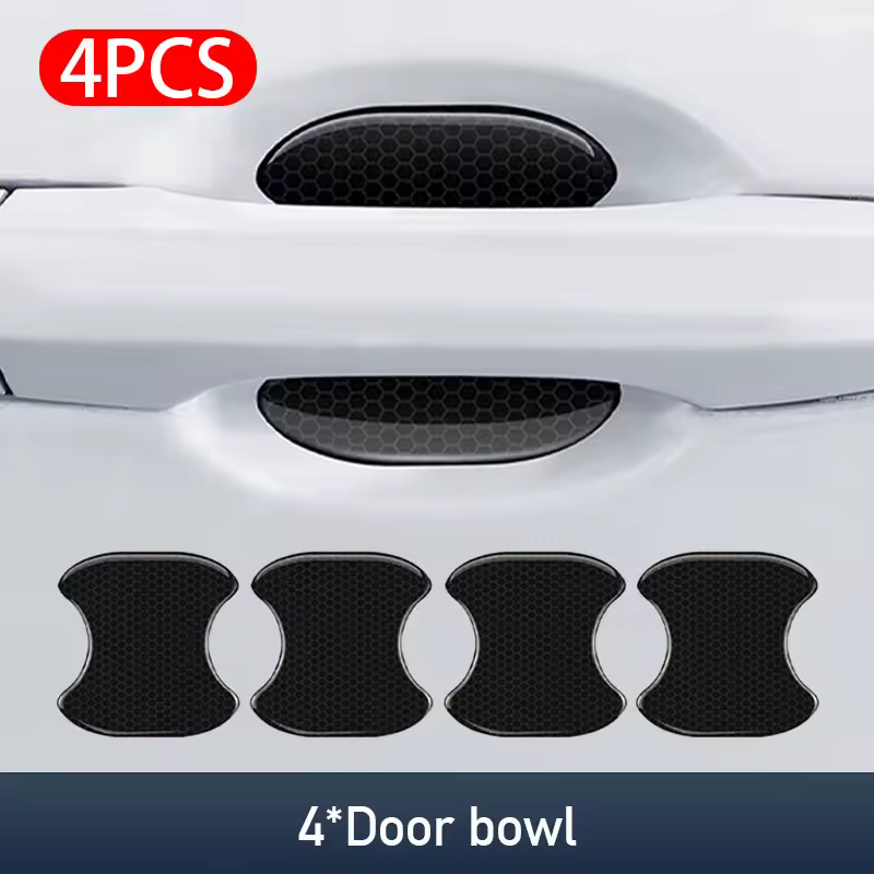 Applying car door handle protector adhesive strip to vehicle