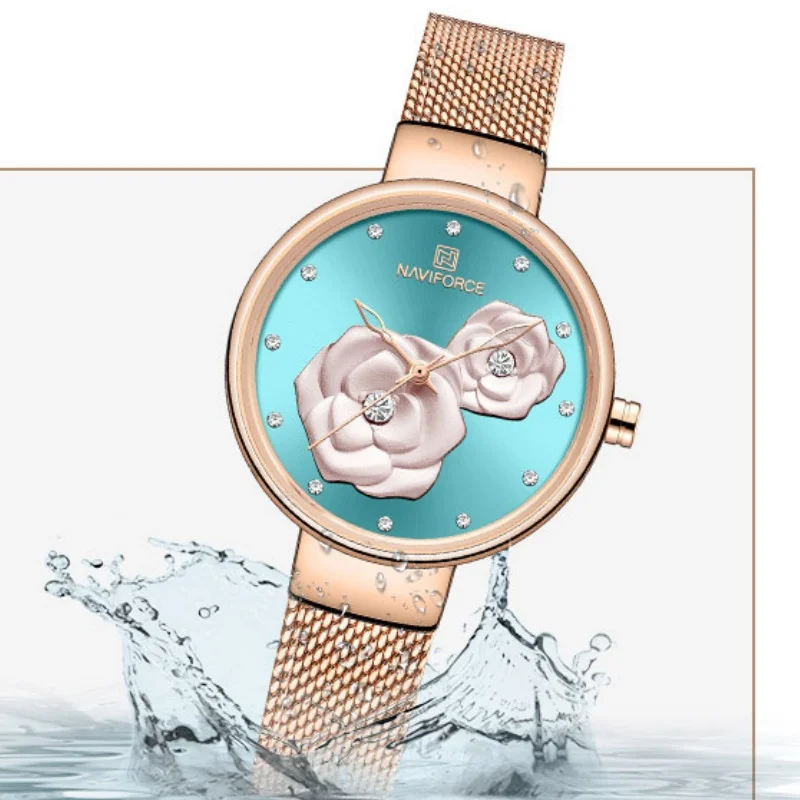 New Style NAVIFORCE Woman's Quartz Watch Steel Band Creative Design Female Clock Relogio Feminino Wristwatch Gift Box NF5013