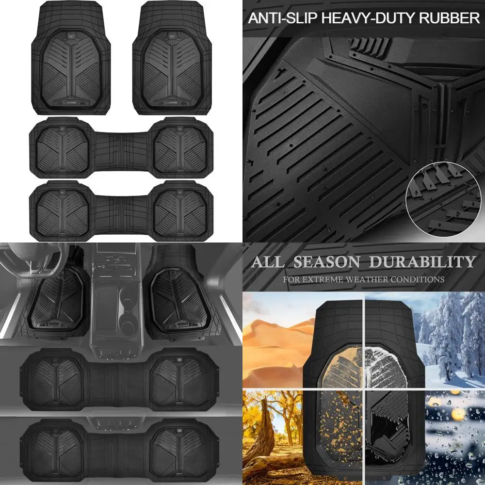 

CAR PASS Сверхмощные резиновые автомобильные коврики, 3-рядные автомобильные коврики Deep-Dish All Weather для 7-местных, 8-местных, 2-го и 3-го ряда, водонепроницаемые A
