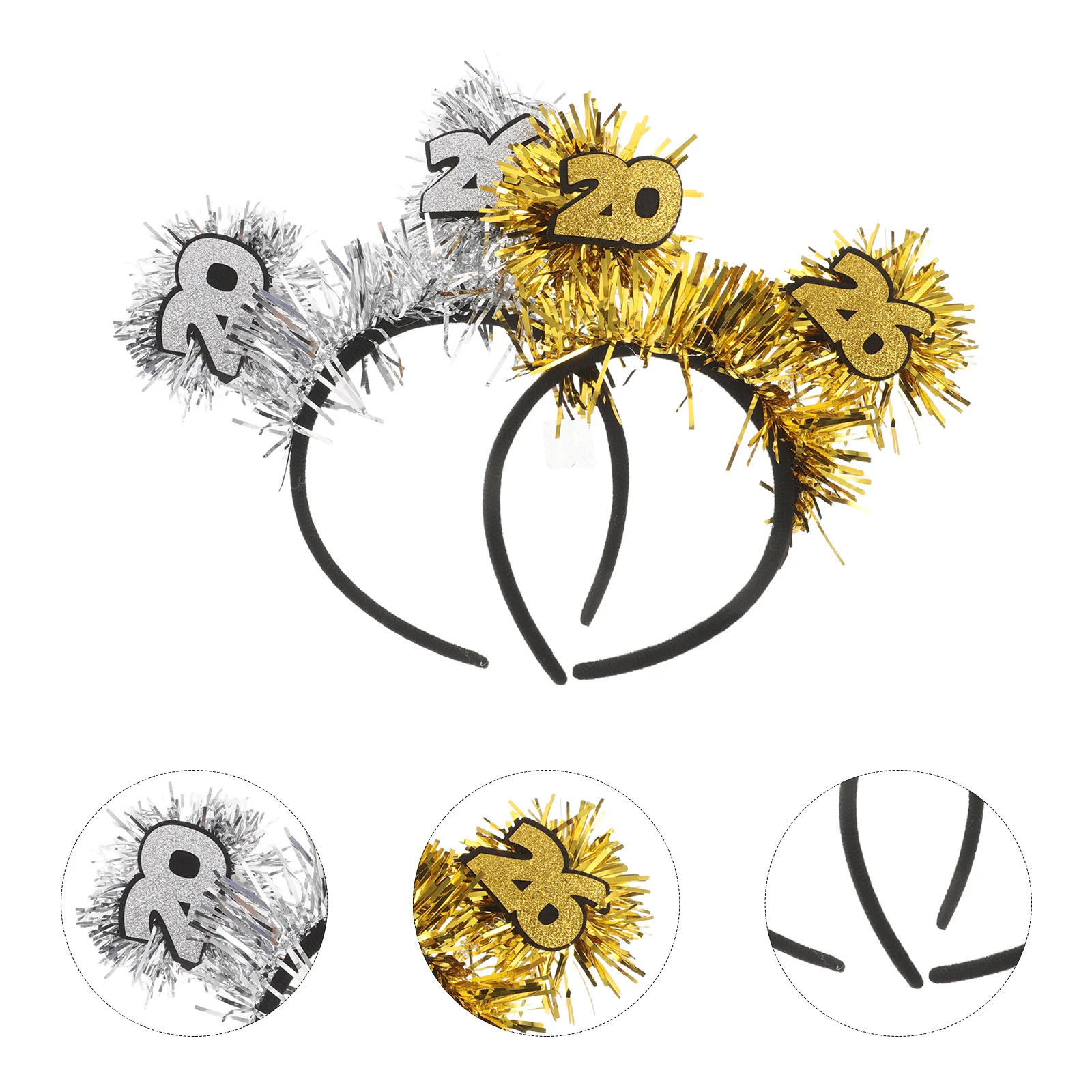 

4pcs Festive Holiday Headbands For Women Glitter Tinsel New Year Hair Accessories Christmas Nye Party Decoration Headwear