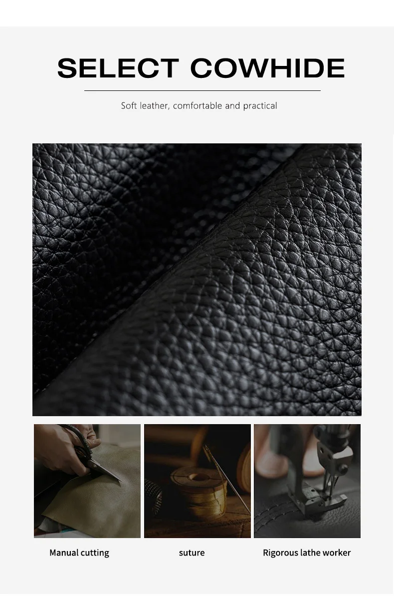 Schwarze Echtleder-Umhängetasche für Damen, Kleine Handytasche, Modisches Accessoire – Detail 7