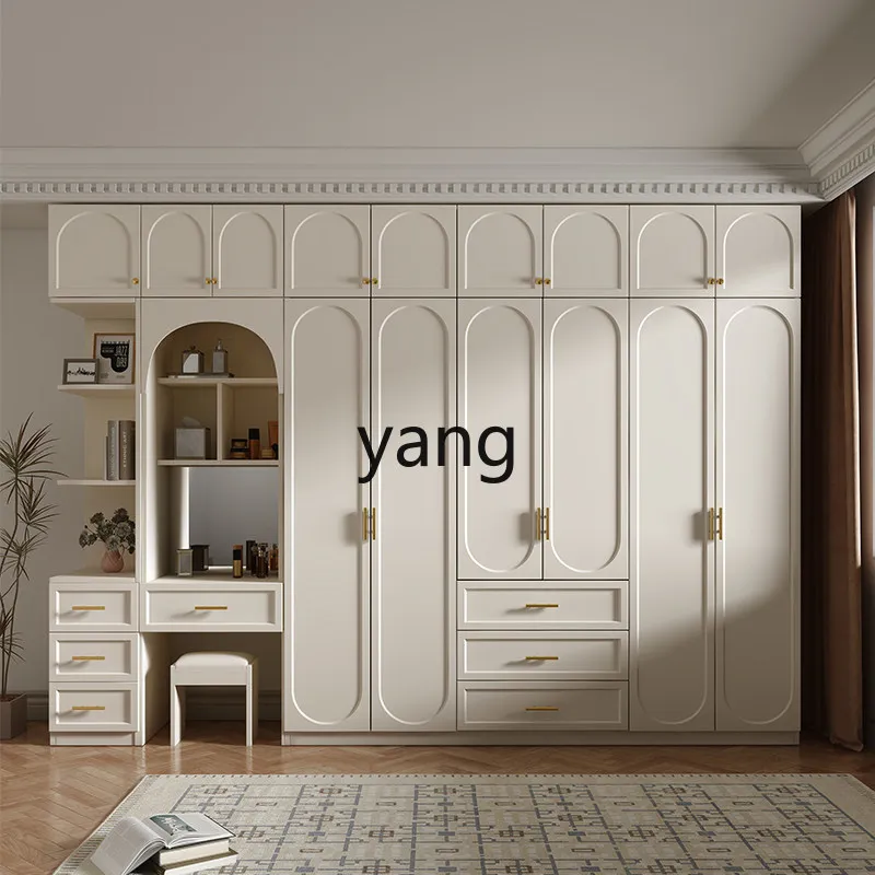 LH cream wind finished product assembly large wardrobe bedroom home modern simple solid wood wardrobe