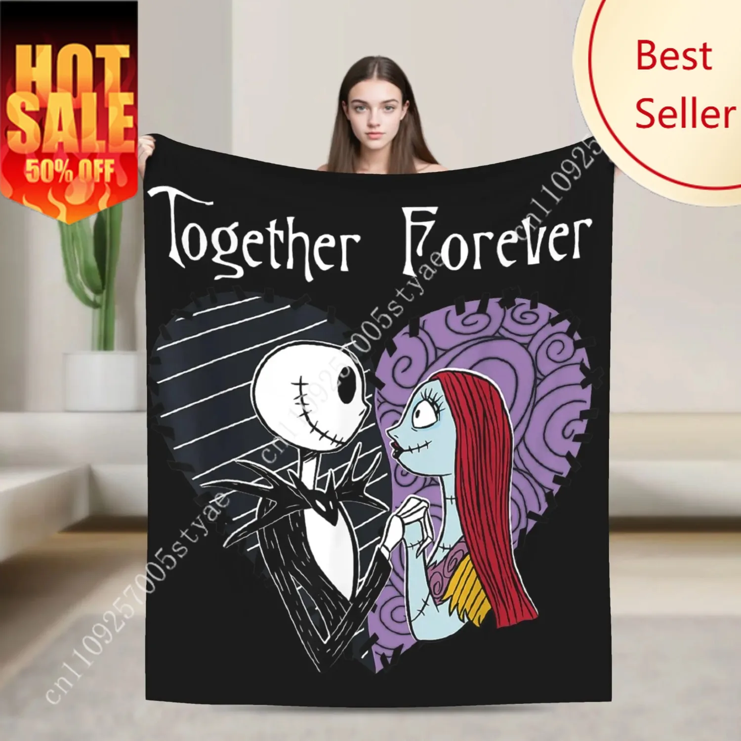 

The Nightmare Before Christmas Fleece Blankets Jack Sally Together Vintage Throw Blanket for Home Bedspreads