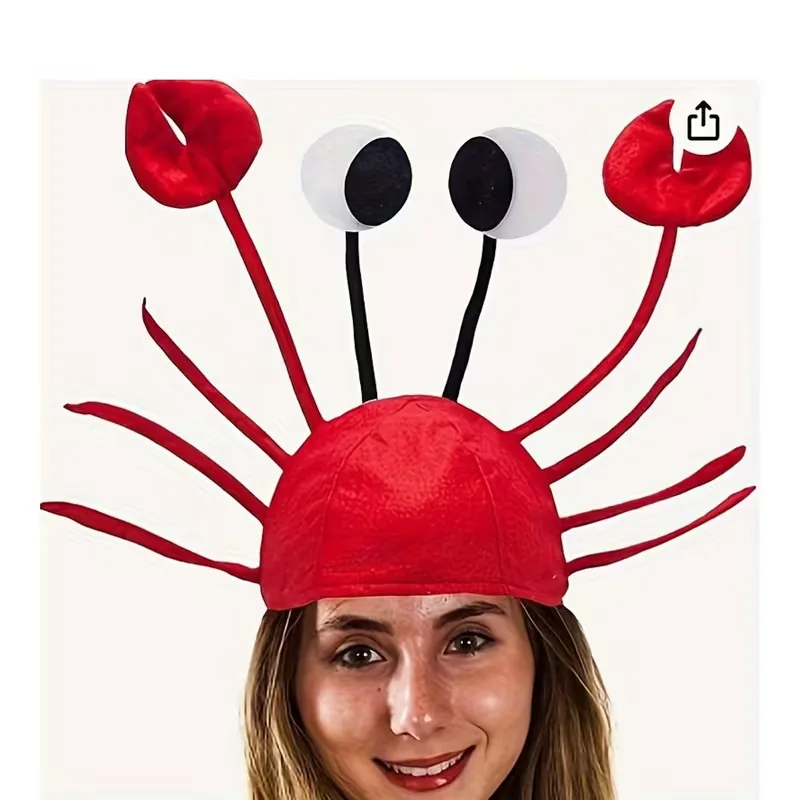 Divertido sombrero de cangrejo, gorro de animal marino de dibujos animados, accesorios de disfraz para fiesta de Halloween, accesorios para fotomatón