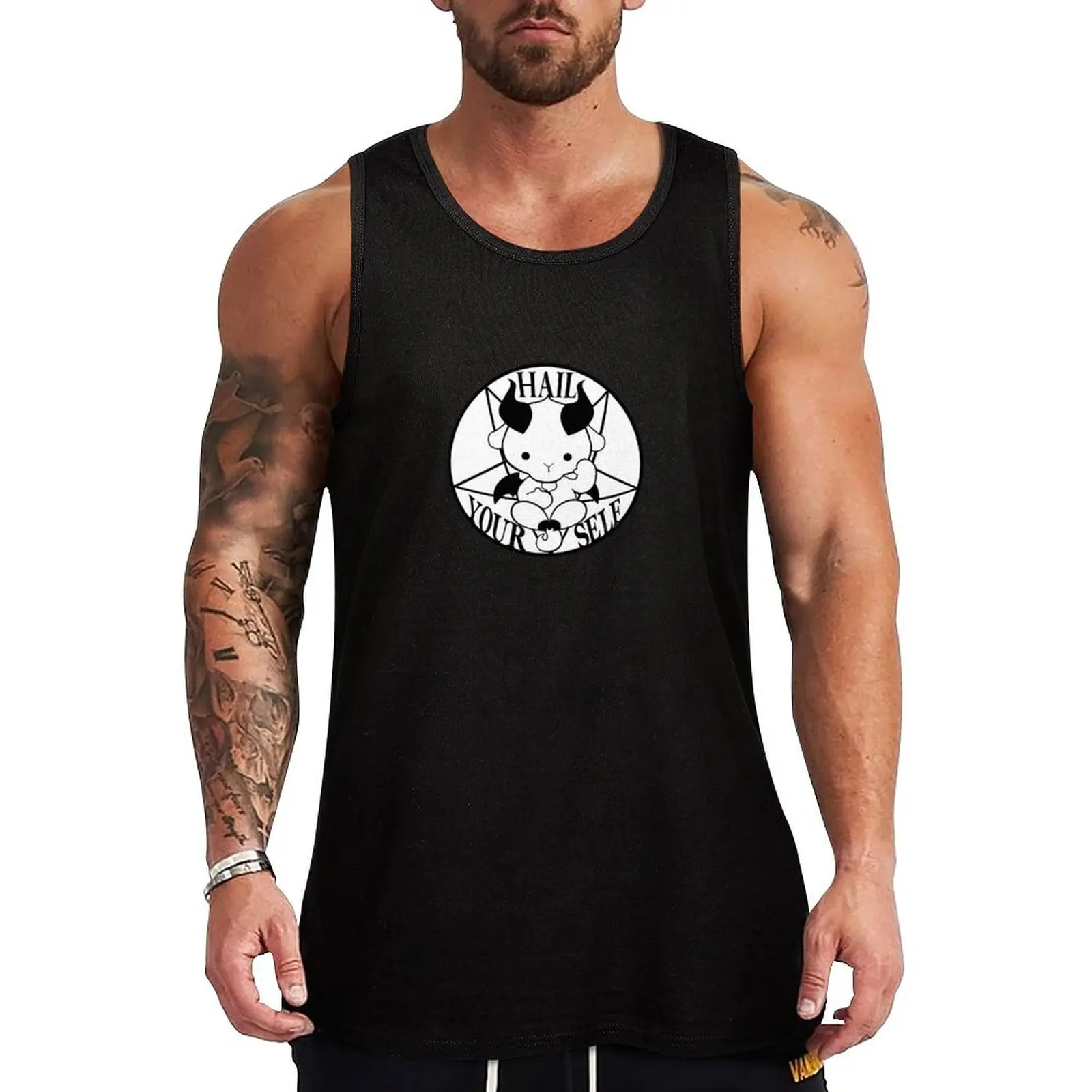 

Hello Satan Hail Yourself white Tank Top anime clothes Muscle fit muscular man Sportswear for men