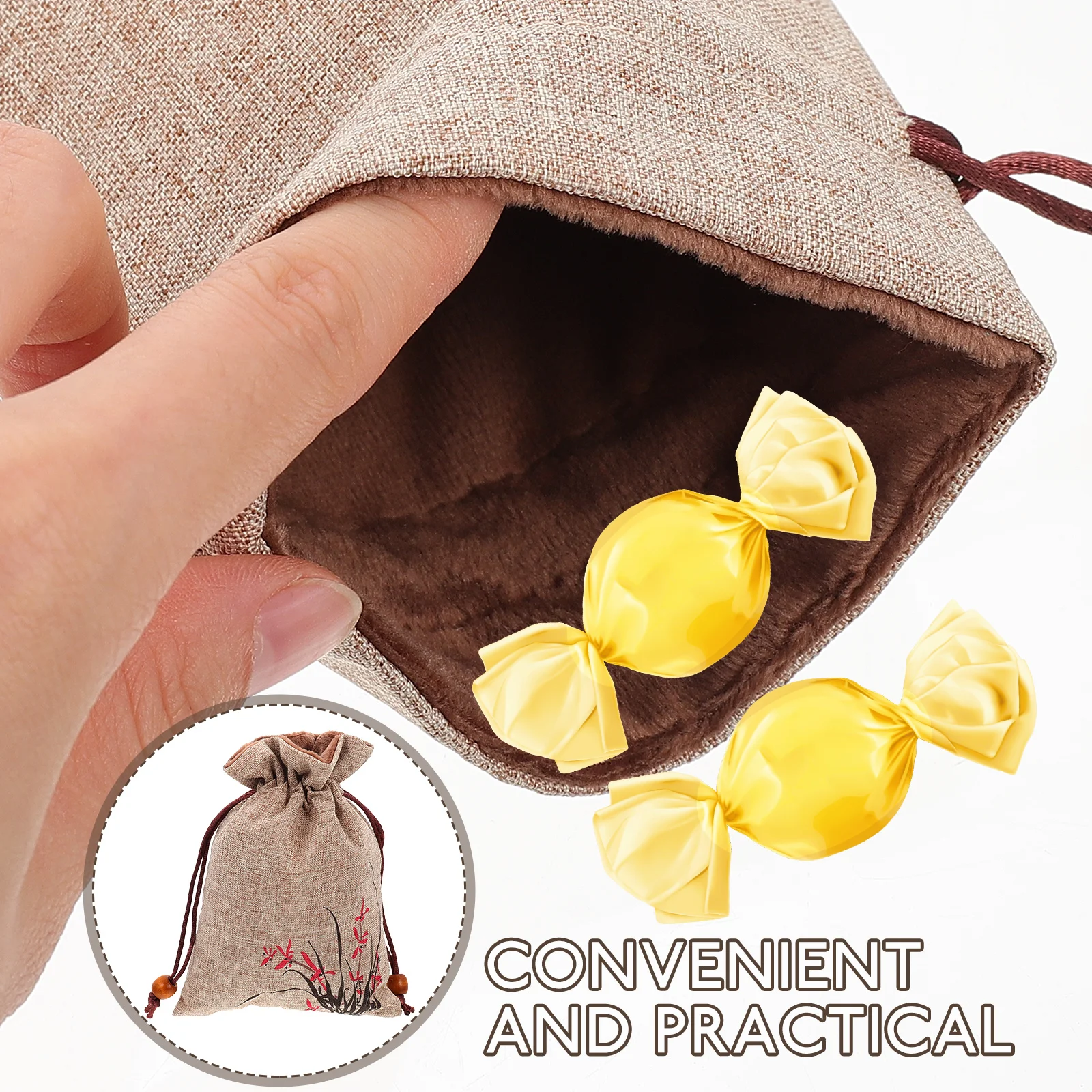 

2Pcs Drawstring Bags Beads Storage Gift Packing Pouch Colorful Fabric Bracelet Bag Cookies Candy Party Festival Linen