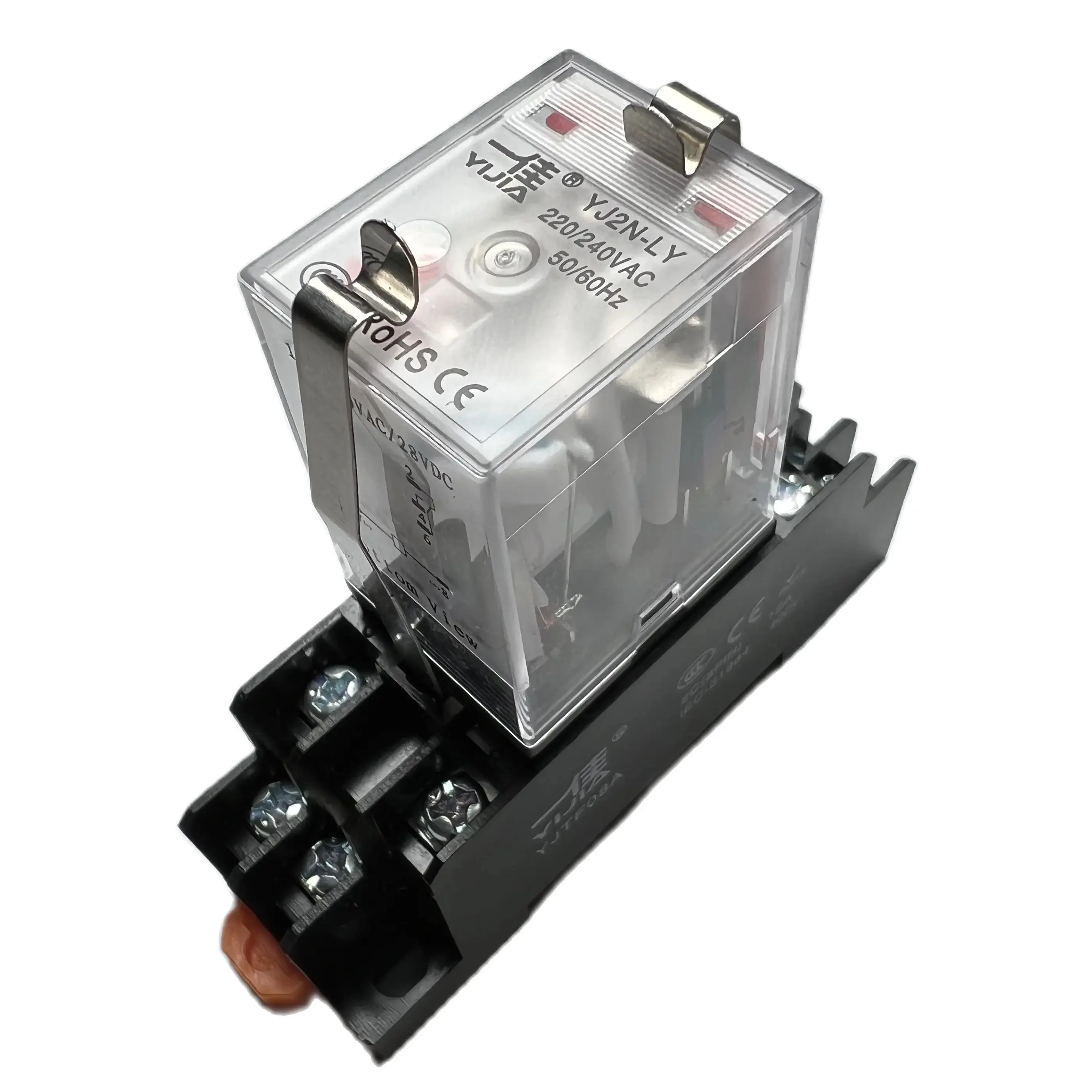 Zusen YJ2N-LY High Power AC 220V DC 12V 24V 10A Coil Small Intermediate Relay 2 Groups of  8 Pins with Lights